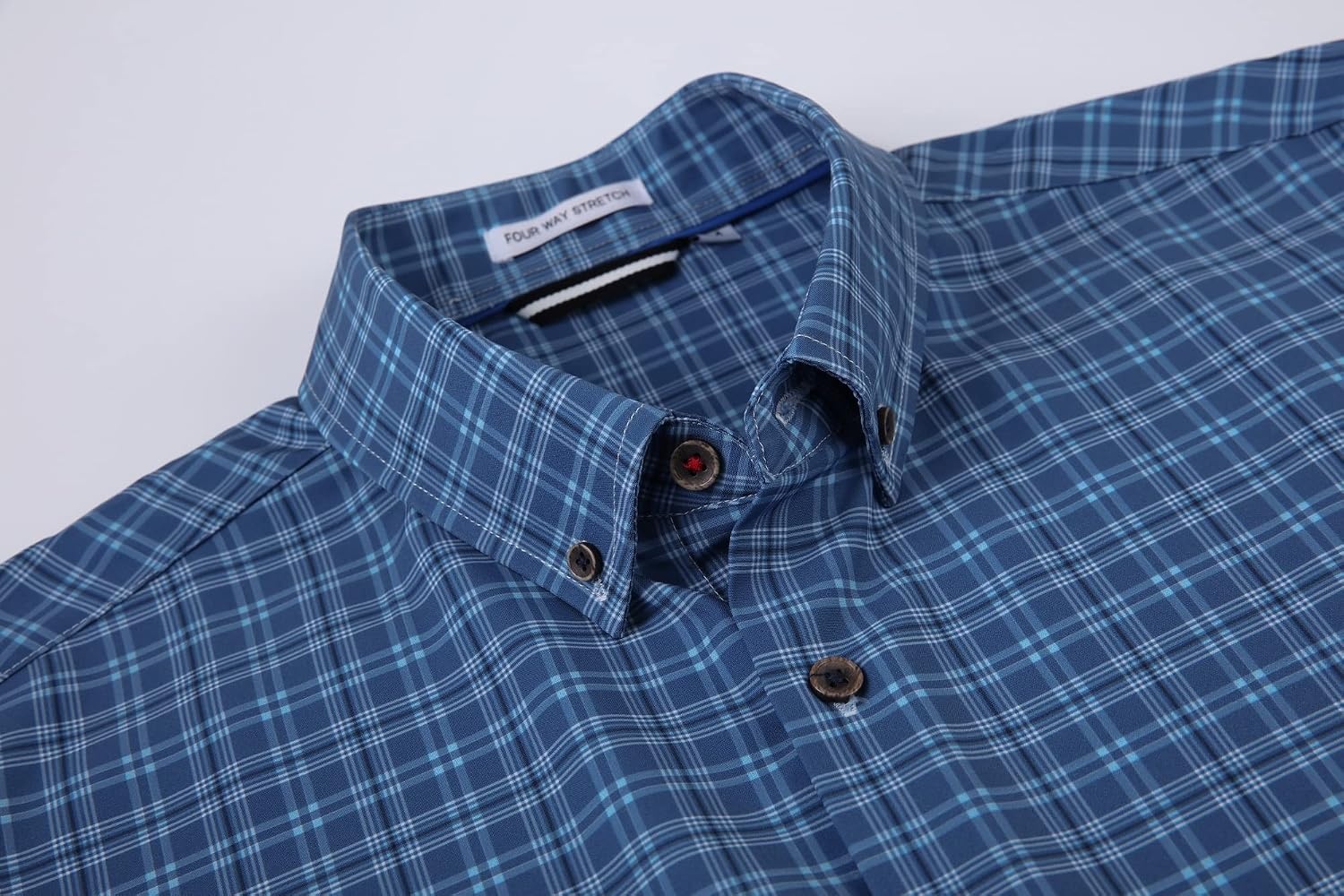 image:imageAlex Vando Mens Wrinkle Free 4Way Stretch Print Business Casual ShirtSteel Blue