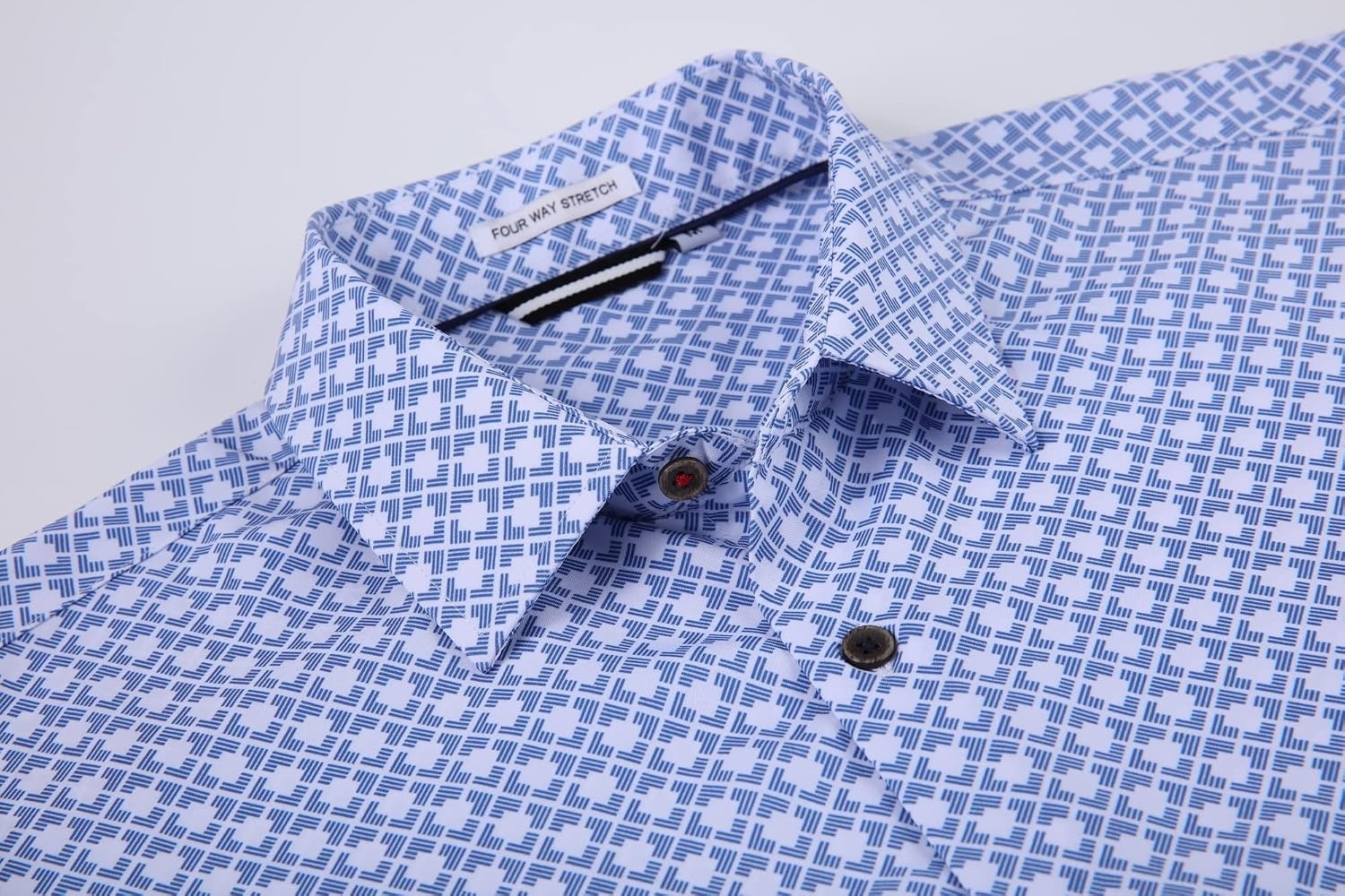 image:imageAlex Vando Mens Wrinkle Free 4Way Stretch Print Business Casual ShirtWhite Square