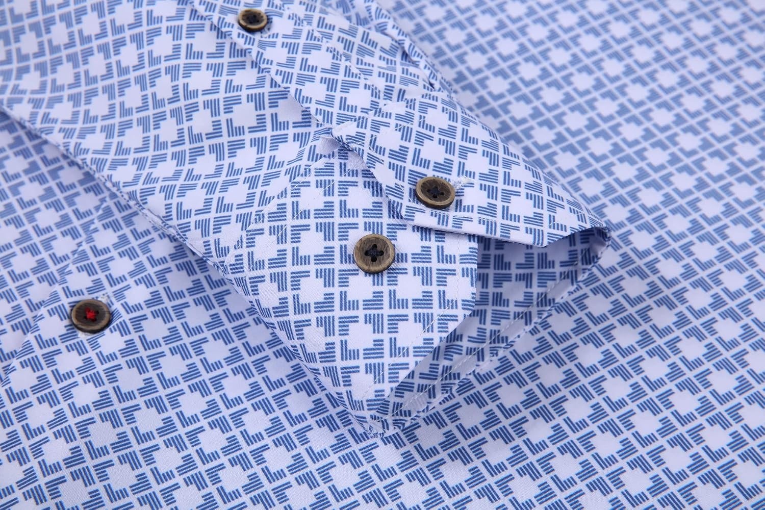 image:imageAlex Vando Mens Wrinkle Free 4Way Stretch Print Business Casual ShirtWhite Square