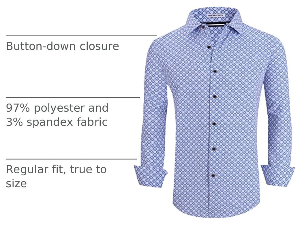image:imageAlex Vando Mens Wrinkle Free 4Way Stretch Print Business Casual ShirtWhite Square