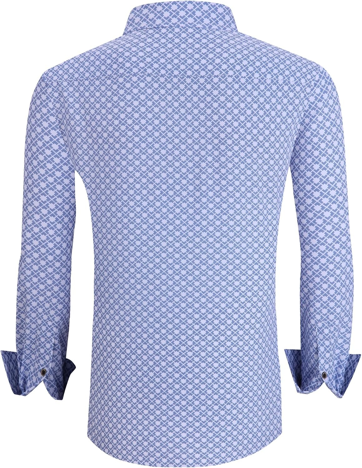 image:imageAlex Vando Mens Wrinkle Free 4Way Stretch Print Business Casual ShirtWhite Square