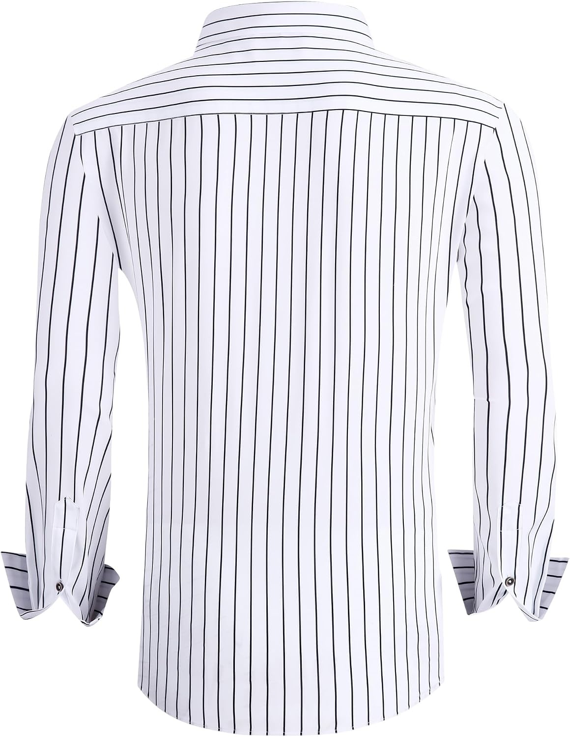 image:imageAlex Vando Mens Wrinkle Free 4Way Stretch Print Business Casual ShirtWhite Stripe