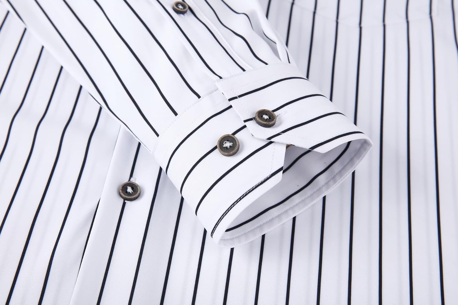 image:imageAlex Vando Mens Wrinkle Free 4Way Stretch Print Business Casual ShirtWhite Stripe