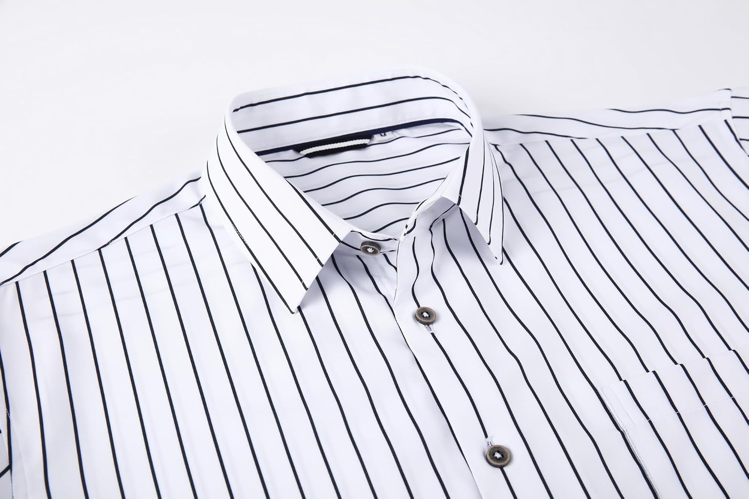 image:imageAlex Vando Mens Wrinkle Free 4Way Stretch Print Business Casual ShirtWhite Stripe