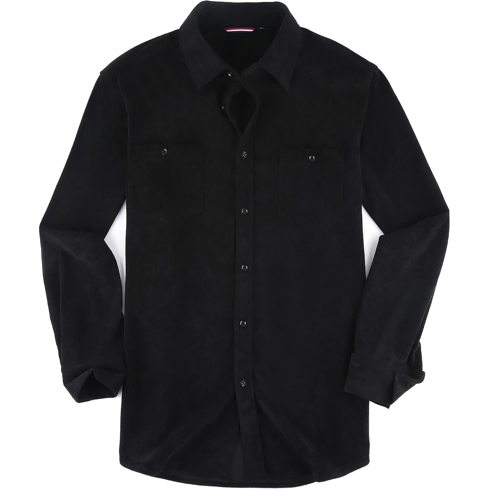 image:imageAlex Vando Mens Button Down Regular Fit Long Sleeve Casual Flannel ShirtsCorduroy Black 02