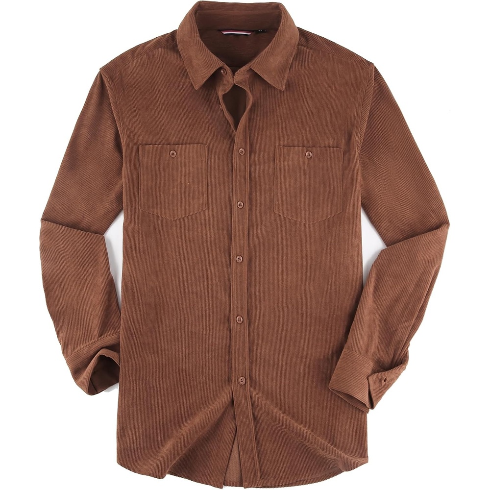 image:imageAlex Vando Mens Button Down Regular Fit Long Sleeve Casual Flannel ShirtsCorduroy Brown