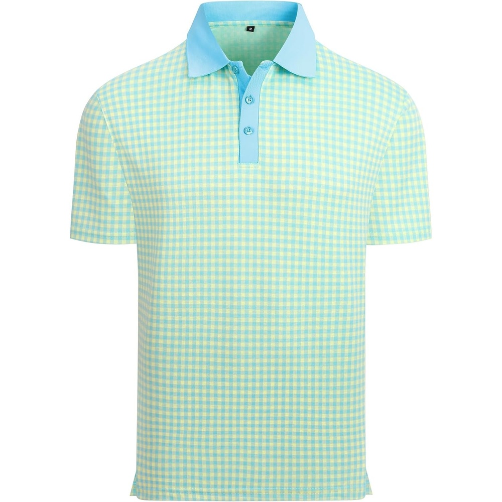 image:imageAlex Vando Mens Printed Golf Shirt Cooling Short Sleeve Dress Polo ShirtsBlueYellow