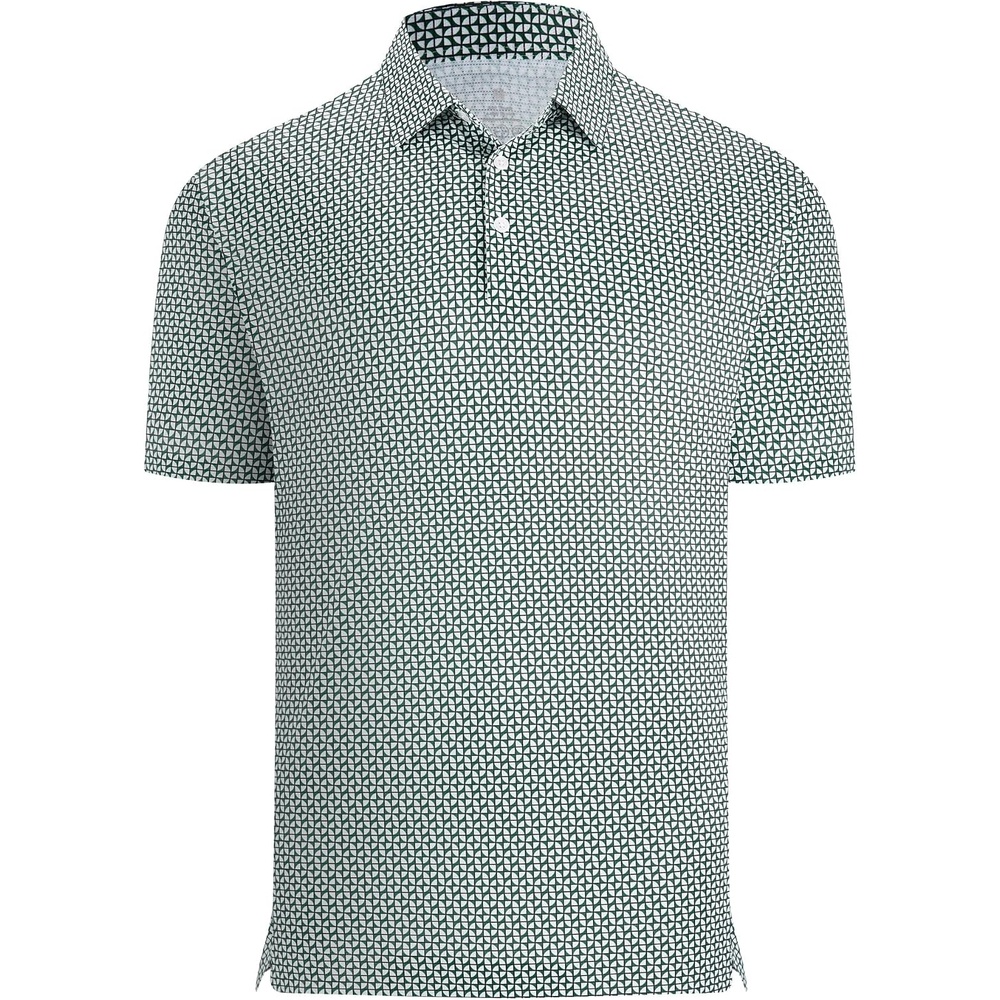 image:imageAlex Vando Mens Printed Golf Shirt Cooling Short Sleeve Dress Polo ShirtsGreen Geometric