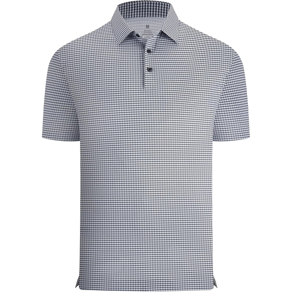 image:imageAlex Vando Mens Printed Golf Shirt Cooling Short Sleeve Dress Polo ShirtsNavy Grey Check