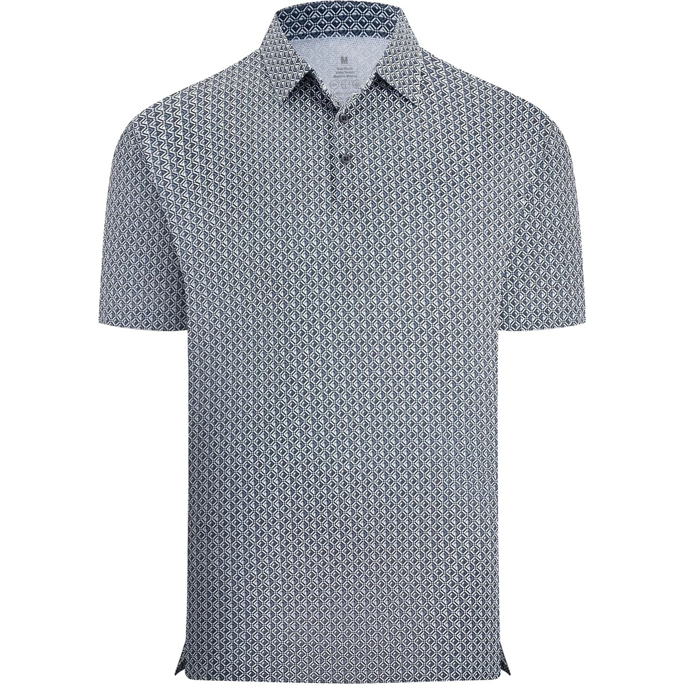 image:imageAlex Vando Mens Printed Golf Shirt Cooling Short Sleeve Dress Polo ShirtsNavy White Diamond