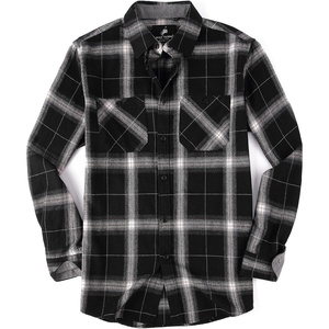 Alex Vando Mens Button Down Regular Fit Long Sleeve Casual Flannel Shirts(Black/White)