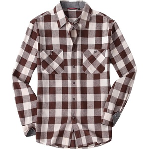 Alex Vando Mens Button Down Regular Fit Long Sleeve Casual Flannel Shirts(Coffee/White)