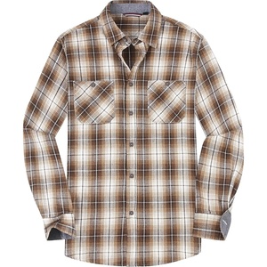 Alex Vando Mens Button Down Regular Fit Long Sleeve Casual Flannel Shirts(Coffee/White N28)