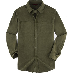 Alex Vando Mens Button Down Regular Fit Long Sleeve Casual Flannel Shirts(Corduroy Army)