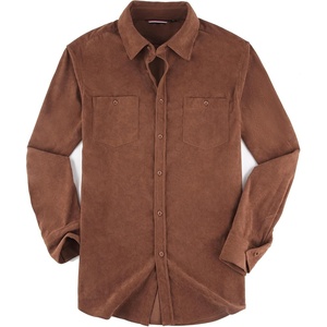 Alex Vando Mens Button Down Regular Fit Long Sleeve Casual Flannel Shirts(Corduroy Brown)
