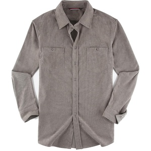 Alex Vando Mens Button Down Regular Fit Long Sleeve Casual Flannel Shirts(Corduroy Grey)