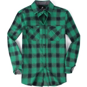 Alex Vando Mens Button Down Regular Fit Long Sleeve Casual Flannel Shirts(Green/Navy)