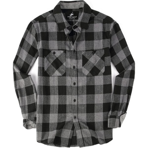 Alex Vando Mens Button Down Regular Fit Long Sleeve Casual Flannel Shirts(Grey/Black)