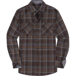 Alex Vando Mens Button Down Regular Fit Long Sleeve Casual Flannel Shirts(Grey/Coffee)