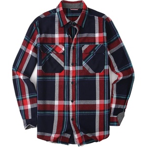 Alex Vando Mens Button Down Regular Fit Long Sleeve Casual Flannel Shirts(Navy/Red 410)