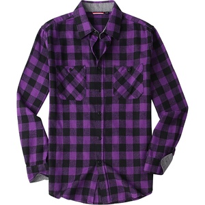 Alex Vando Mens Button Down Regular Fit Long Sleeve Casual Flannel Shirts(Purple/Black)