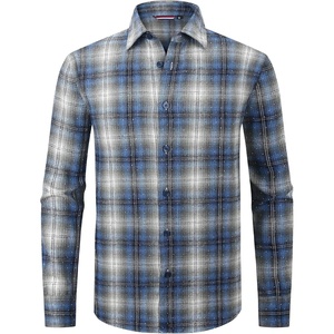 Alex Vando Mens Button Down Regular Fit Long Sleeve Casual Flannel Shirts(Rhinestone Blue/Grey)