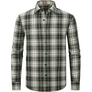 Alex Vando Mens Button Down Regular Fit Long Sleeve Casual Flannel Shirts(Rhinestone Green/Black)