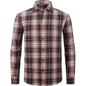 Alex Vando Mens Button Down Regular Fit Long Sleeve Casual Flannel Shirts(Rhinestone Wine/Black)