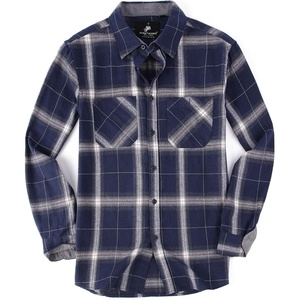 Alex Vando Mens Button Down Regular Fit Long Sleeve Casual Flannel Shirts(Royal/White)
