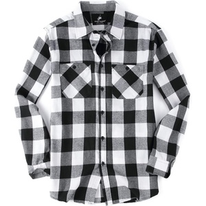 Alex Vando Mens Button Down Regular Fit Long Sleeve Casual Flannel Shirts(White/Black)