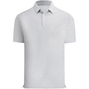 Alex Vando Mens Printed Golf Shirt Cooling Short Sleeve Dress Polo Shirts(Black Dots Check)