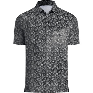 Alex Vando Mens Printed Golf Shirt Cooling Short Sleeve Dress Polo Shirts(Black Paisley)