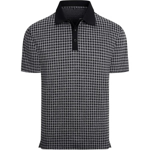 Alex Vando Mens Printed Golf Shirt Cooling Short Sleeve Dress Polo Shirts(Black/Grey)