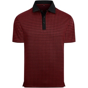 Alex Vando Mens Printed Golf Shirt Cooling Short Sleeve Dress Polo Shirts(Black/Red)