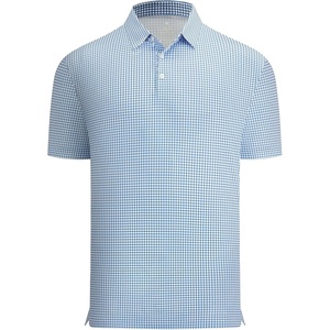 Alex Vando Mens Printed Golf Shirt Cooling Short Sleeve Dress Polo Shirts(Blue Check)
