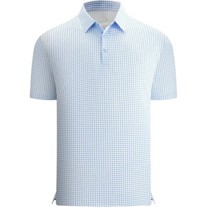 Alex Vando Mens Printed Golf Shirt Cooling Short Sleeve Dress Polo Shirts(Blue Dots Check)