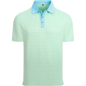 Alex Vando Mens Printed Golf Shirt Cooling Short Sleeve Dress Polo Shirts(Blue/Yellow)