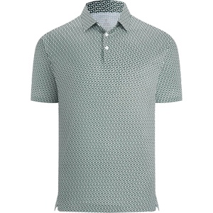 Alex Vando Mens Printed Golf Shirt Cooling Short Sleeve Dress Polo Shirts(Green Geometric)