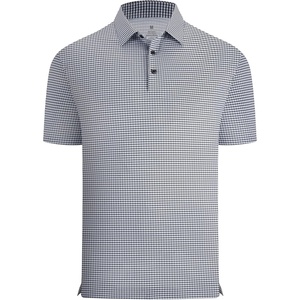 Alex Vando Mens Printed Golf Shirt Cooling Short Sleeve Dress Polo Shirts(Navy Grey Check)