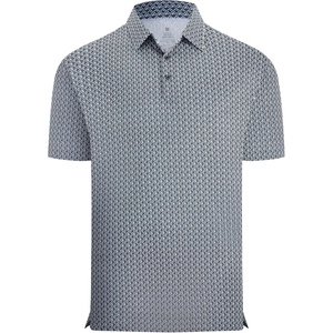 Alex Vando Mens Printed Golf Shirt Cooling Short Sleeve Dress Polo Shirts(Navy White Diamond)