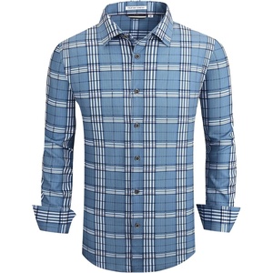 Alex Vando Mens Wrinkle Free 4-Way Stretch Print Business Casual Shirt(13 Dustyblue White)