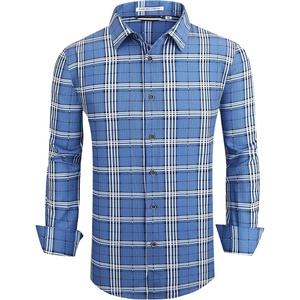 Alex Vando Mens Wrinkle Free 4-Way Stretch Print Business Casual Shirt(14 Royal White)