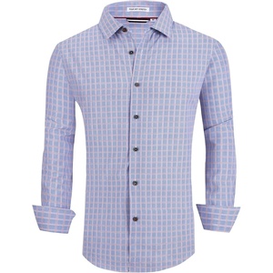 Alex Vando Mens Wrinkle Free 4-Way Stretch Print Business Casual Shirt(376 Blue Orange)