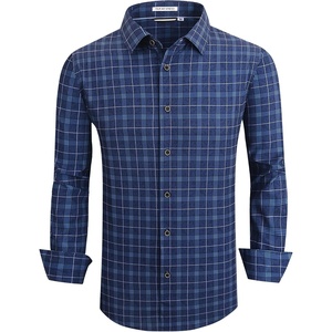 Alex Vando Mens Wrinkle Free 4-Way Stretch Print Business Casual Shirt(68 Navy With Print)