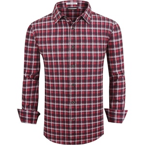 Alex Vando Mens Wrinkle Free 4-Way Stretch Print Business Casual Shirt(93 Red Black)