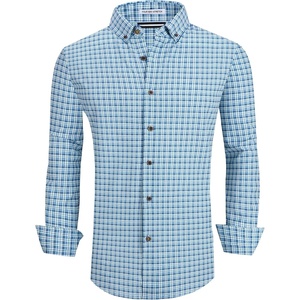 Alex Vando Mens Wrinkle Free 4-Way Stretch Print Business Casual Shirt(Blue/Navy/Green)